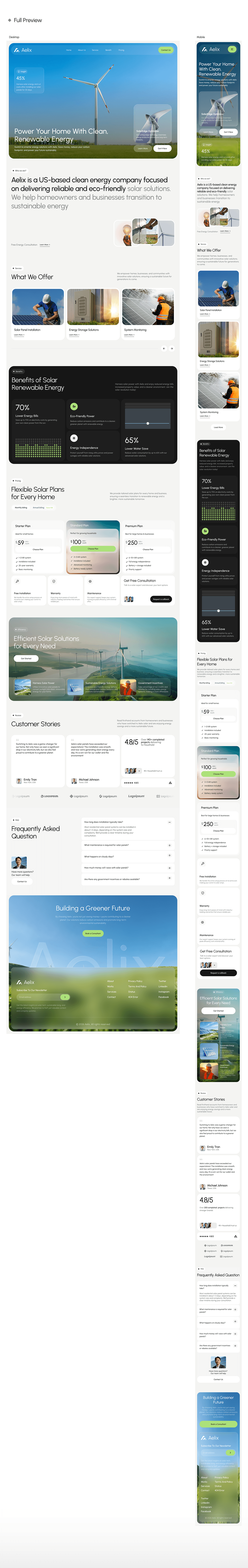 Aelix — Solar Energy Landing Page UI/UX Case Study Image 8