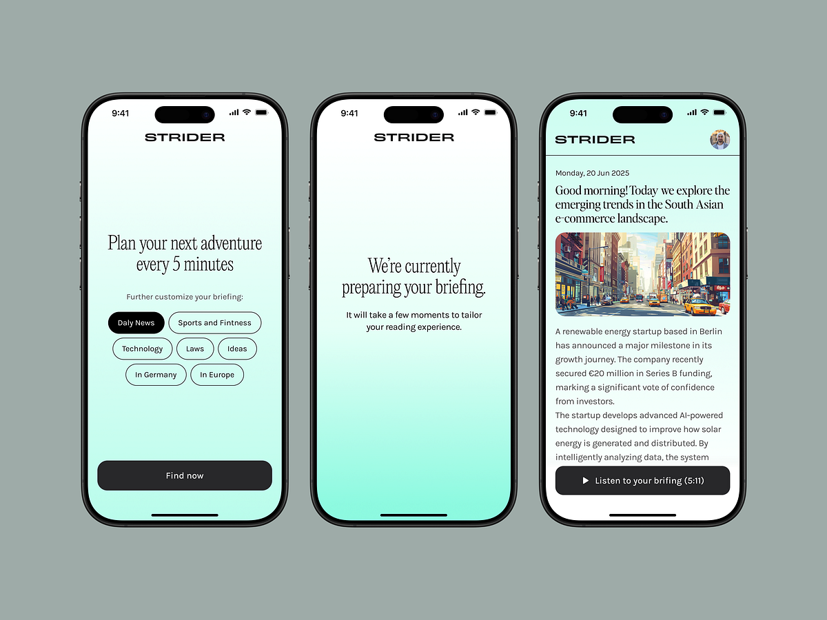 STRIDER Mobile App Design