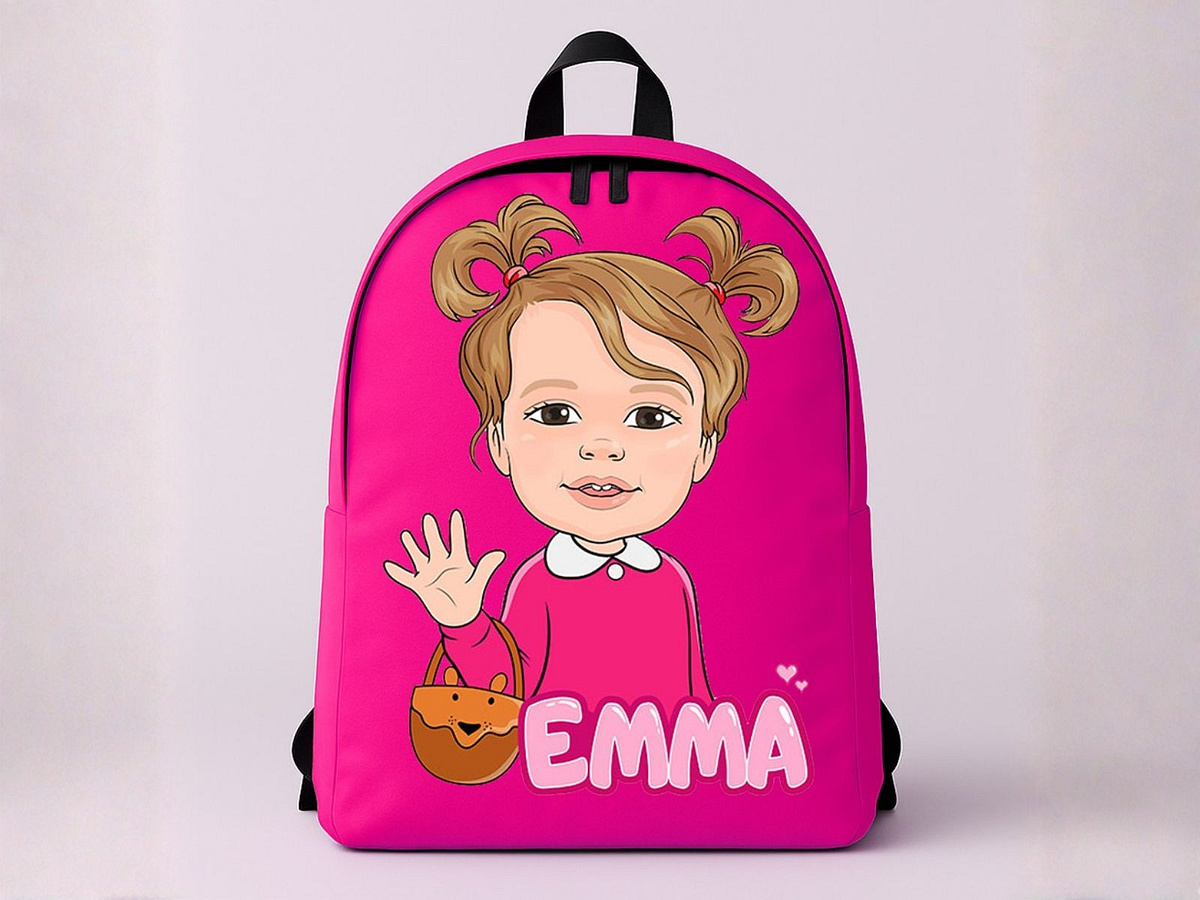 Cute Girl Cartoon Portrait | School Accessory Gift for Children