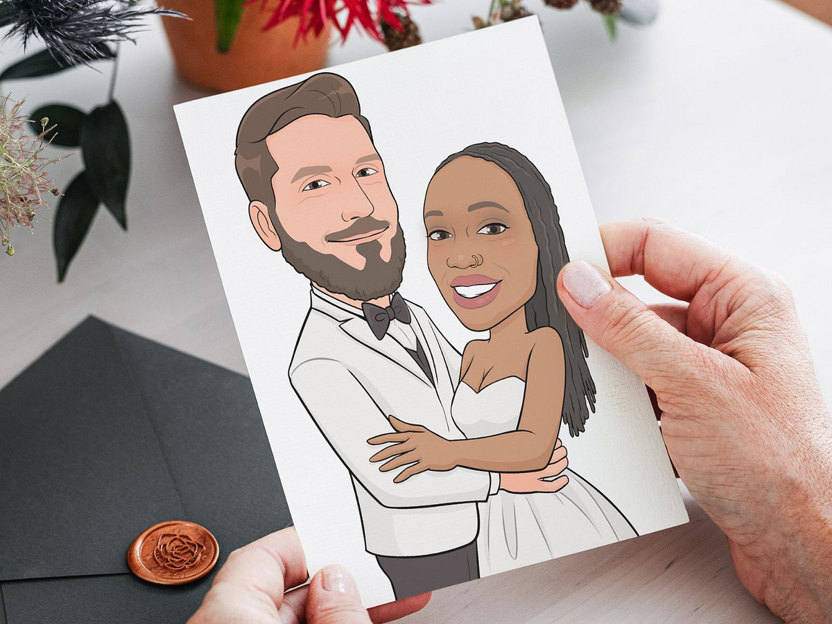 Wedding Cartoon Portrait Illustration | Custom Couple Cartoon