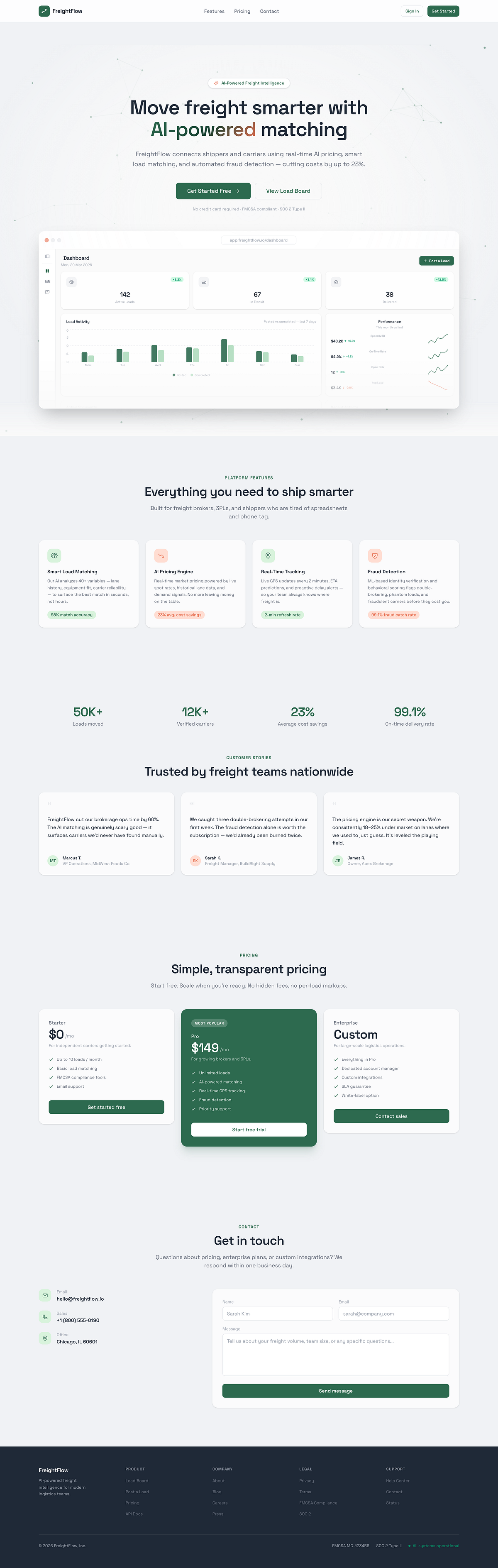 FreightFlow - AI freight marketplace. Landing page design. Image 2