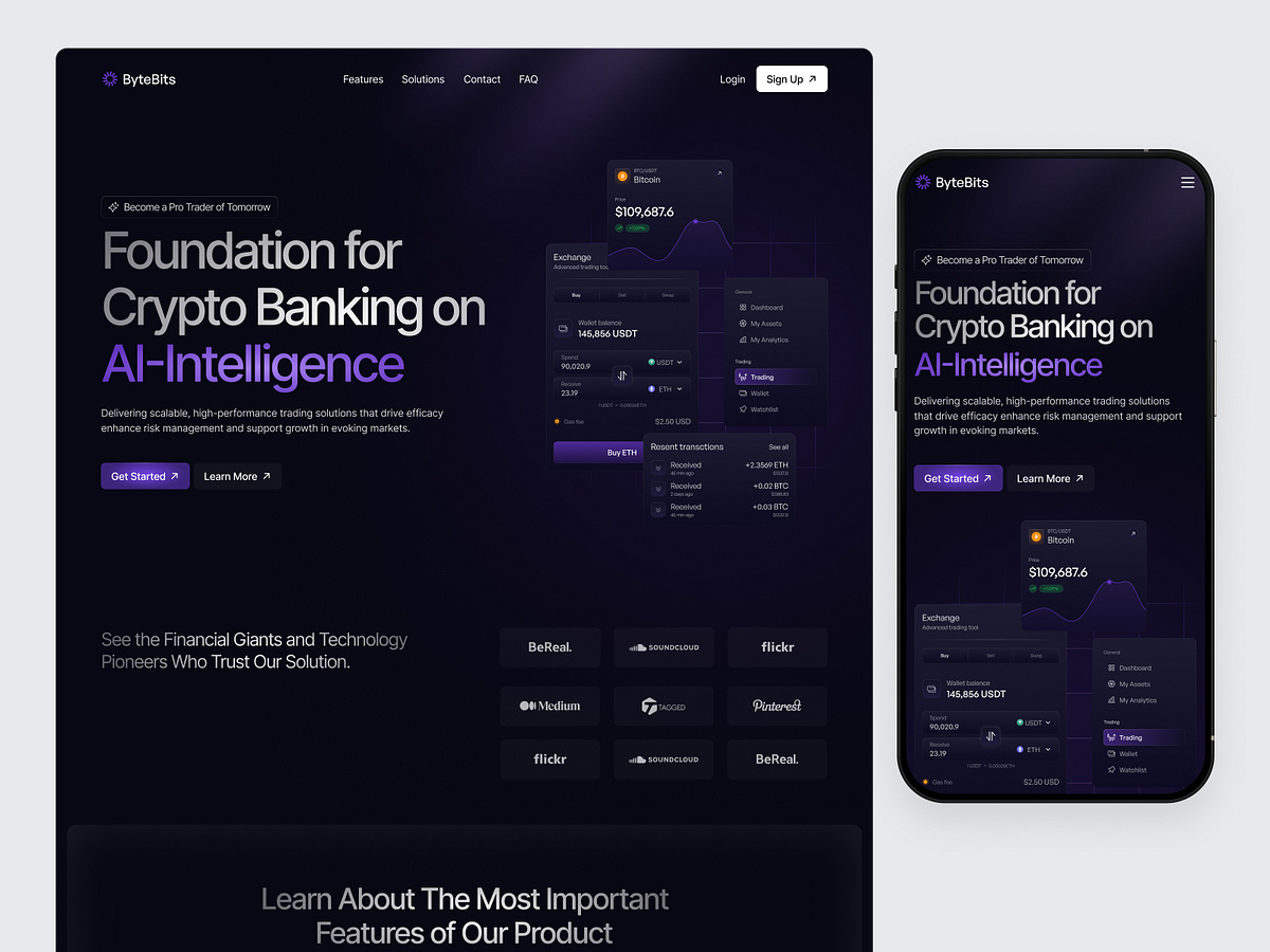 AI-Powered Crypto Banking & Trading SaaS Landing Page Image 0