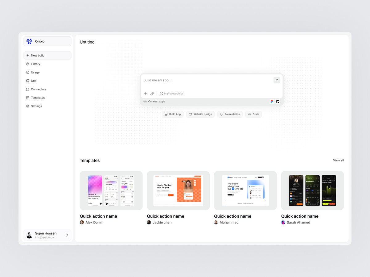 Oripio - AI App Builder Dashboard Image 0