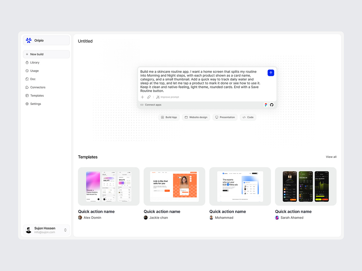 Oripio - AI App Builder Dashboard Image 2