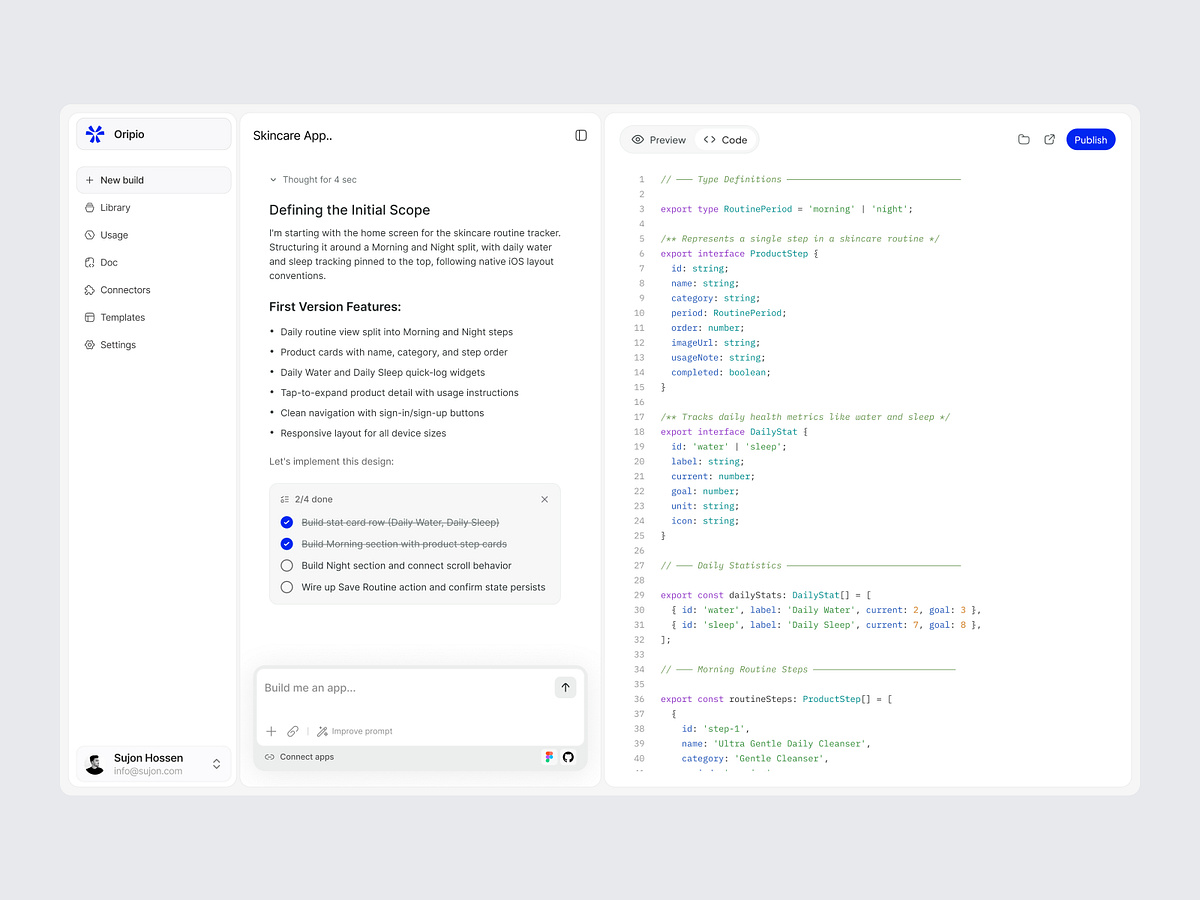 Oripio - AI App Builder Dashboard Image 3