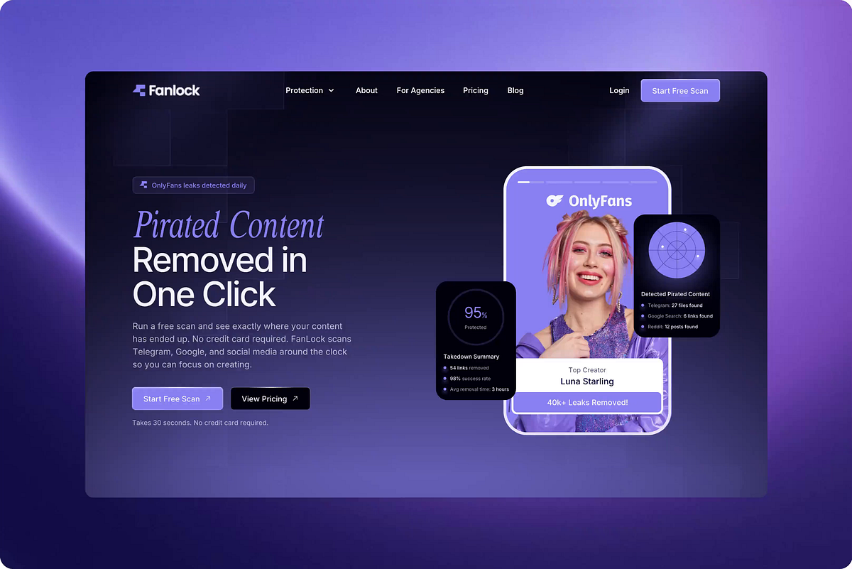 Fanlock - Content Protection SaaS Website Image 0