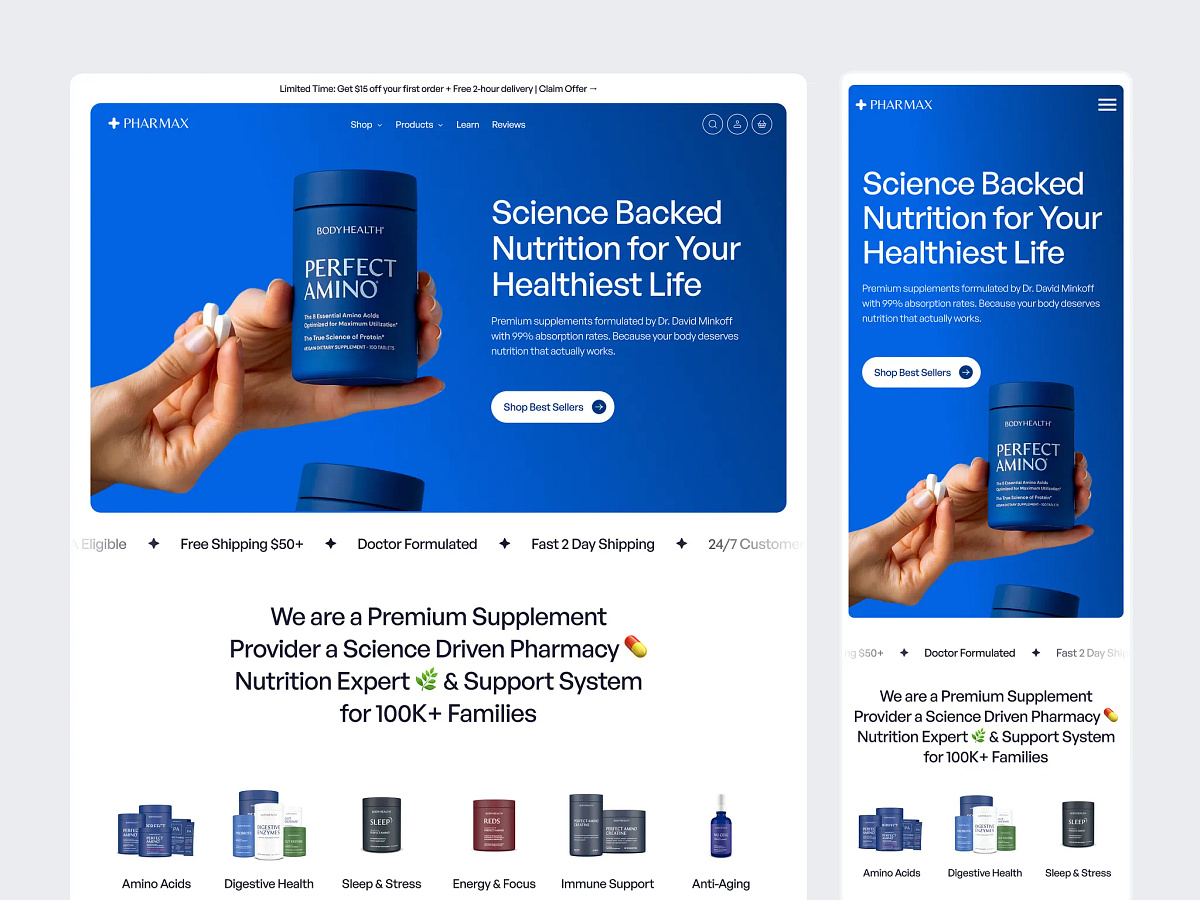 PHARMAX - Supplement E-commerce Website Image 2