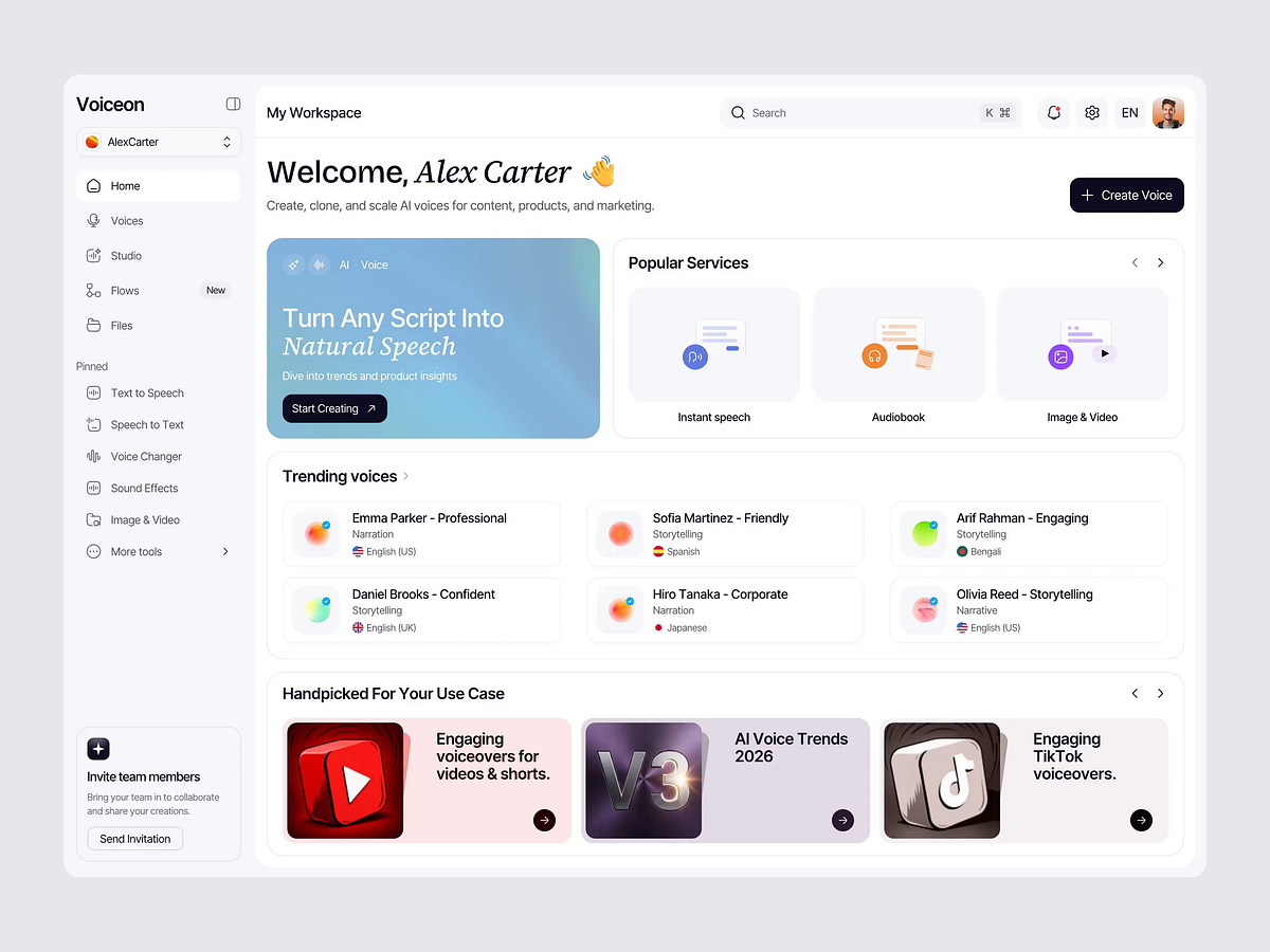 AI Voice Generation Dashboard Image 0