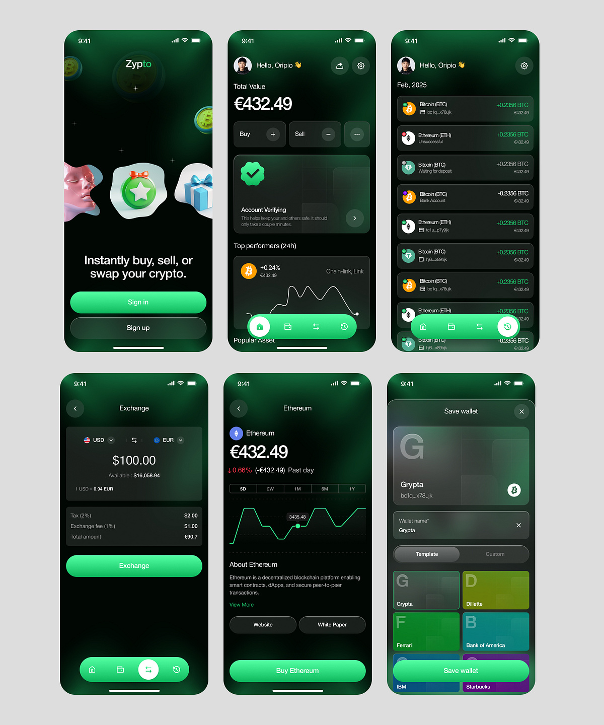 Zypto – Crypto Wallet App Design Image 3