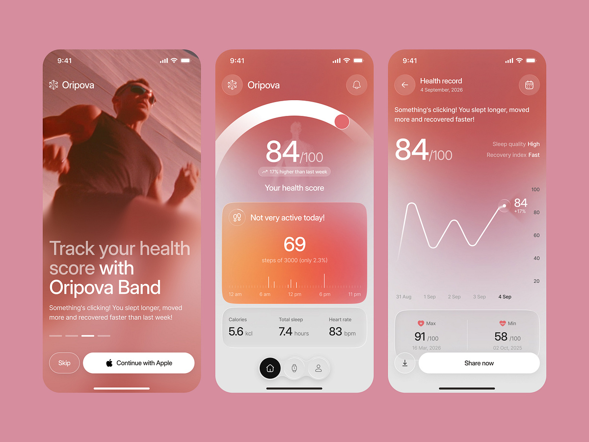 Oripova - Health Tracker App Design Image 2