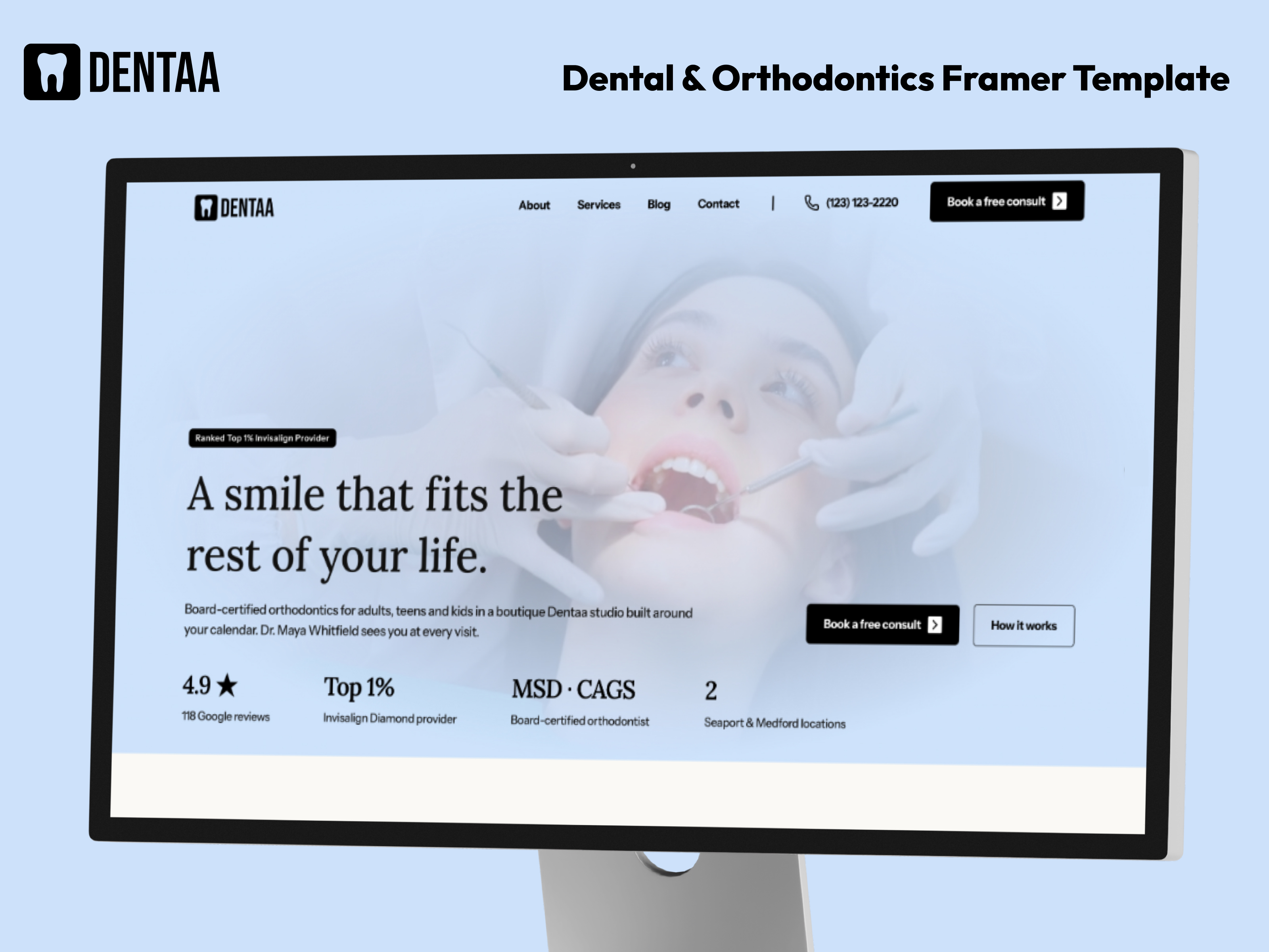 Dentaa: Free Medical Website Template by Fahem Ahmed — Framer Marketplace