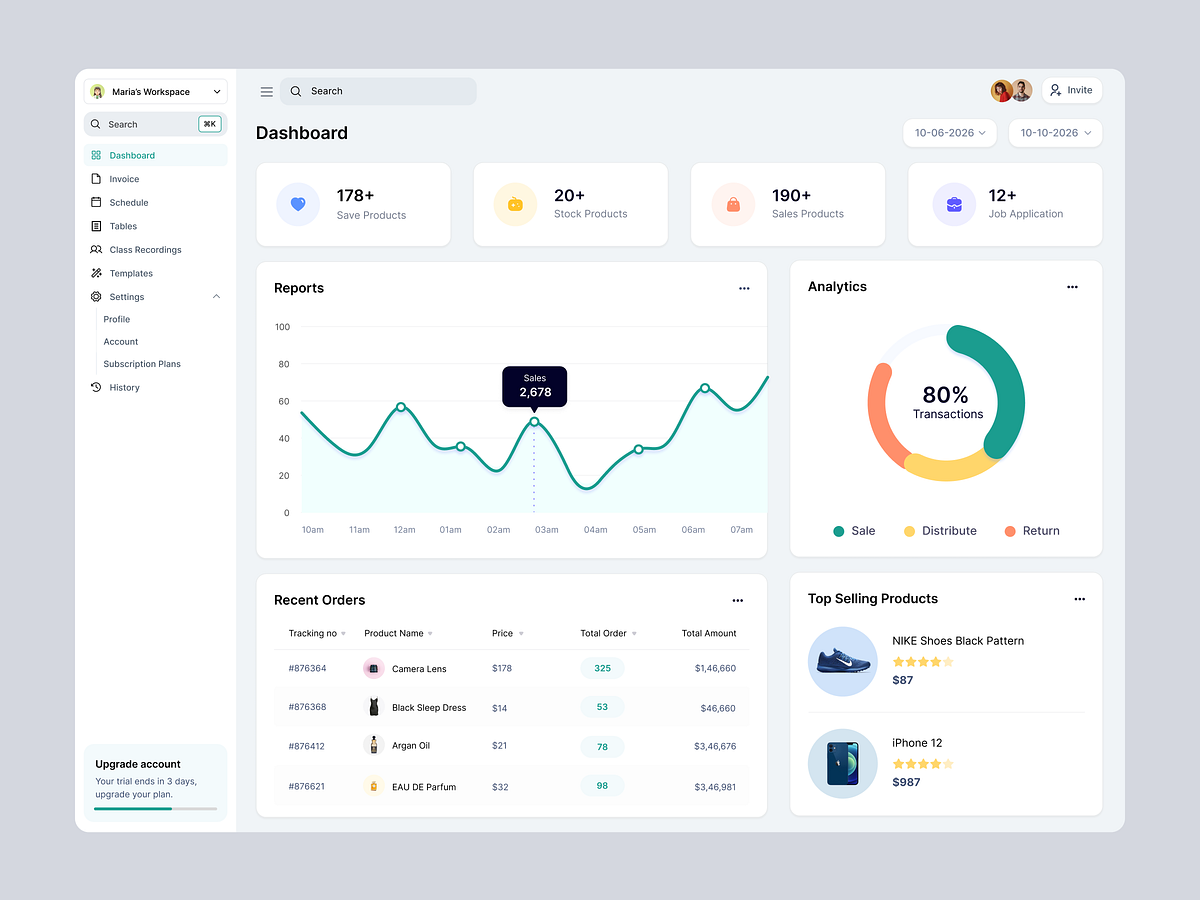 Invoice & Task Dashboard SaaS Product Image 1