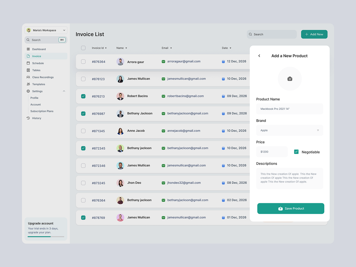 Invoice & Task Dashboard SaaS Product Image 4