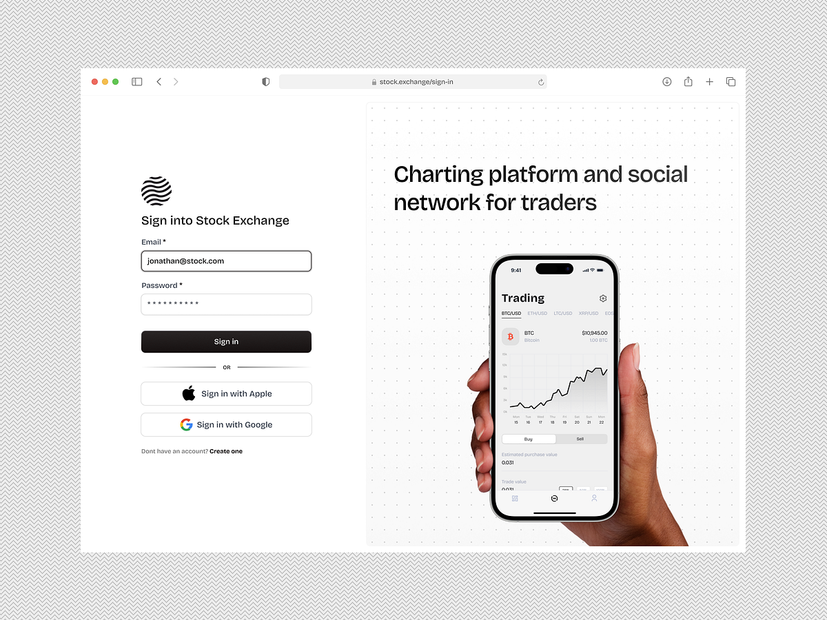 Stock Exchange Sign-In Experience 💹