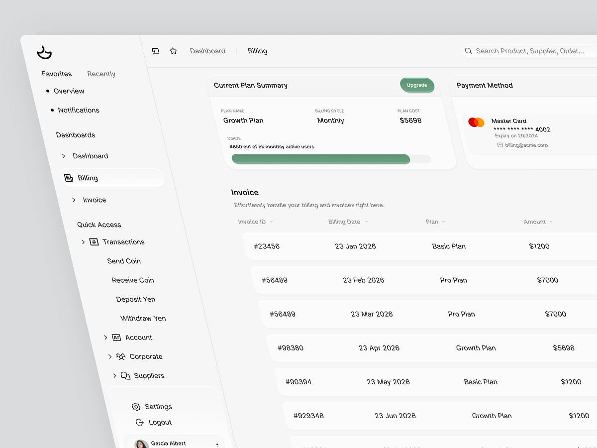 BillFlow – SaaS Billing UI -Dashboard
