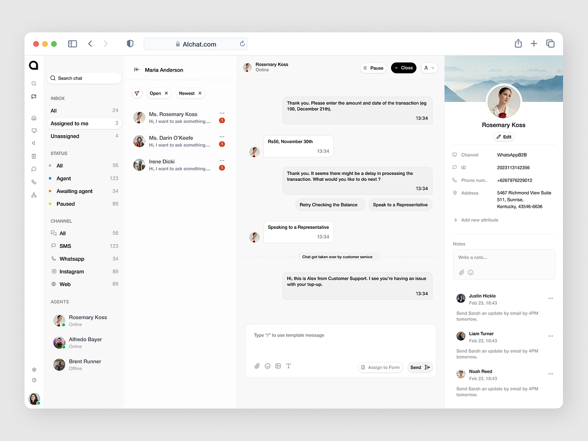 Alchat – Customer Support Dashboard 💬 Image 0