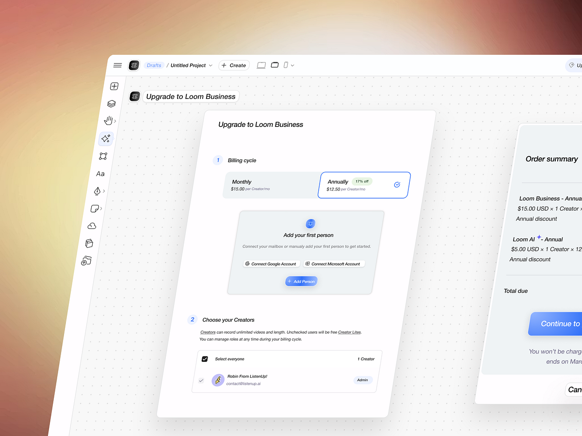 SaaS Billing / Business Upgrade UI