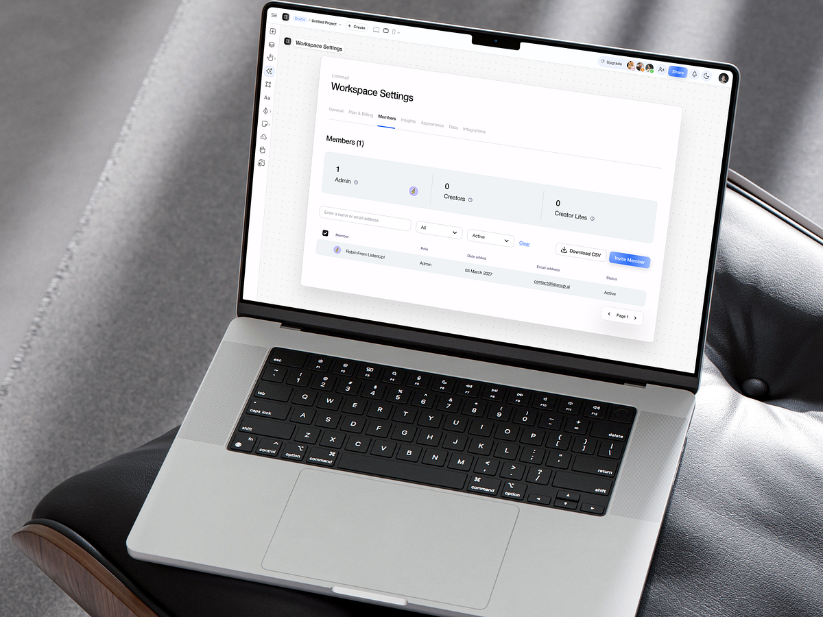 Workspace Settings Interface by Airzon Agency on Muzli