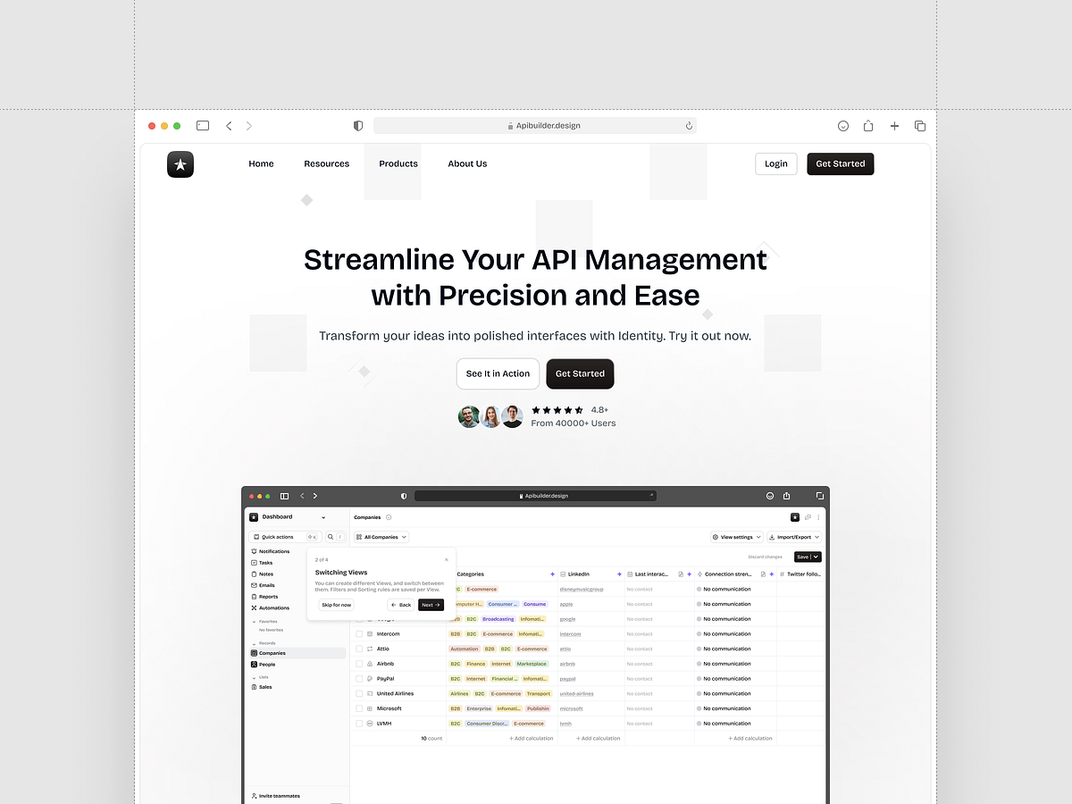 API Management Dashboard — SaaS Landing & Web App UI Image 1