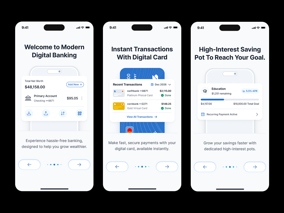 Minimal Banking & Onboarding UI Designs