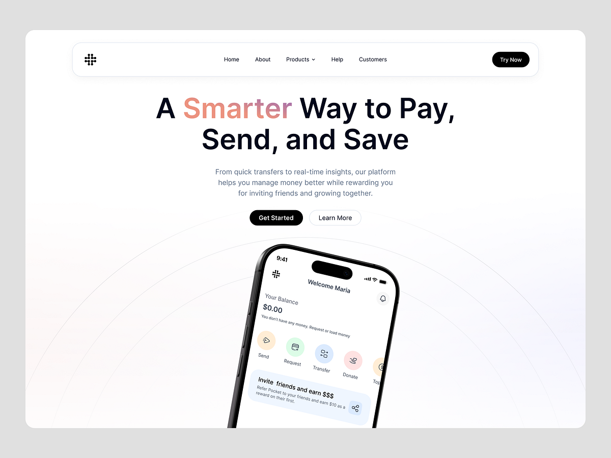 Fintech Landing/Hero/Banner Exploration 💳✨