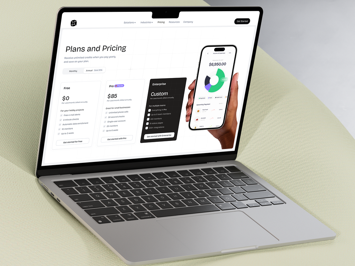 SaaS Pricing Page & Mobile App Dashboard 💳