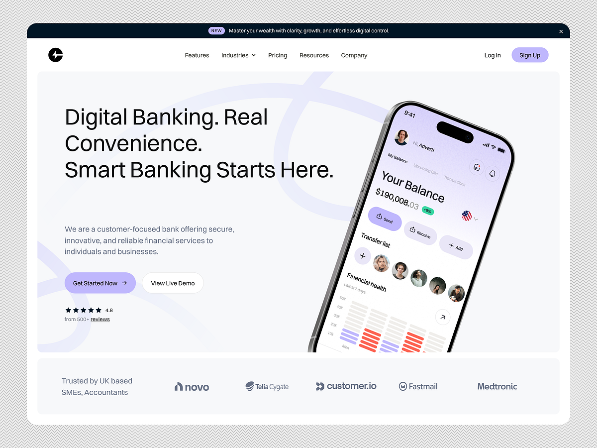 Smart Digital Banking Landing Page UI - Banner/Hero
