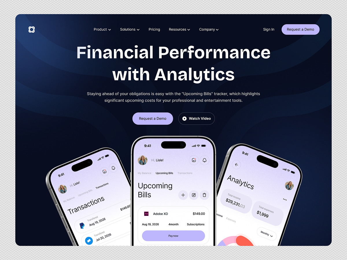 Financial Analytics & Bill Management Landing Page - SaaS