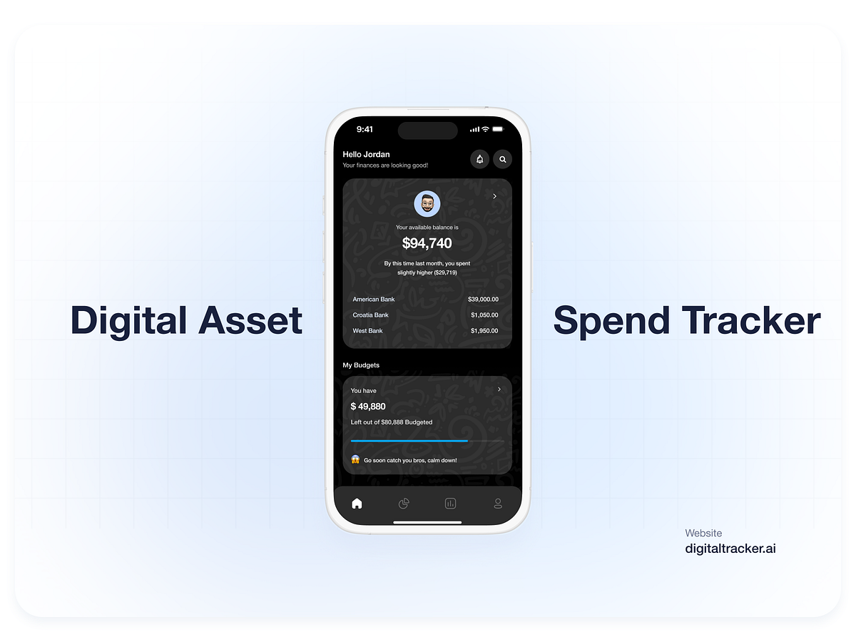 Digital Asset Spend Tracker – Finance App/Dashboard UI