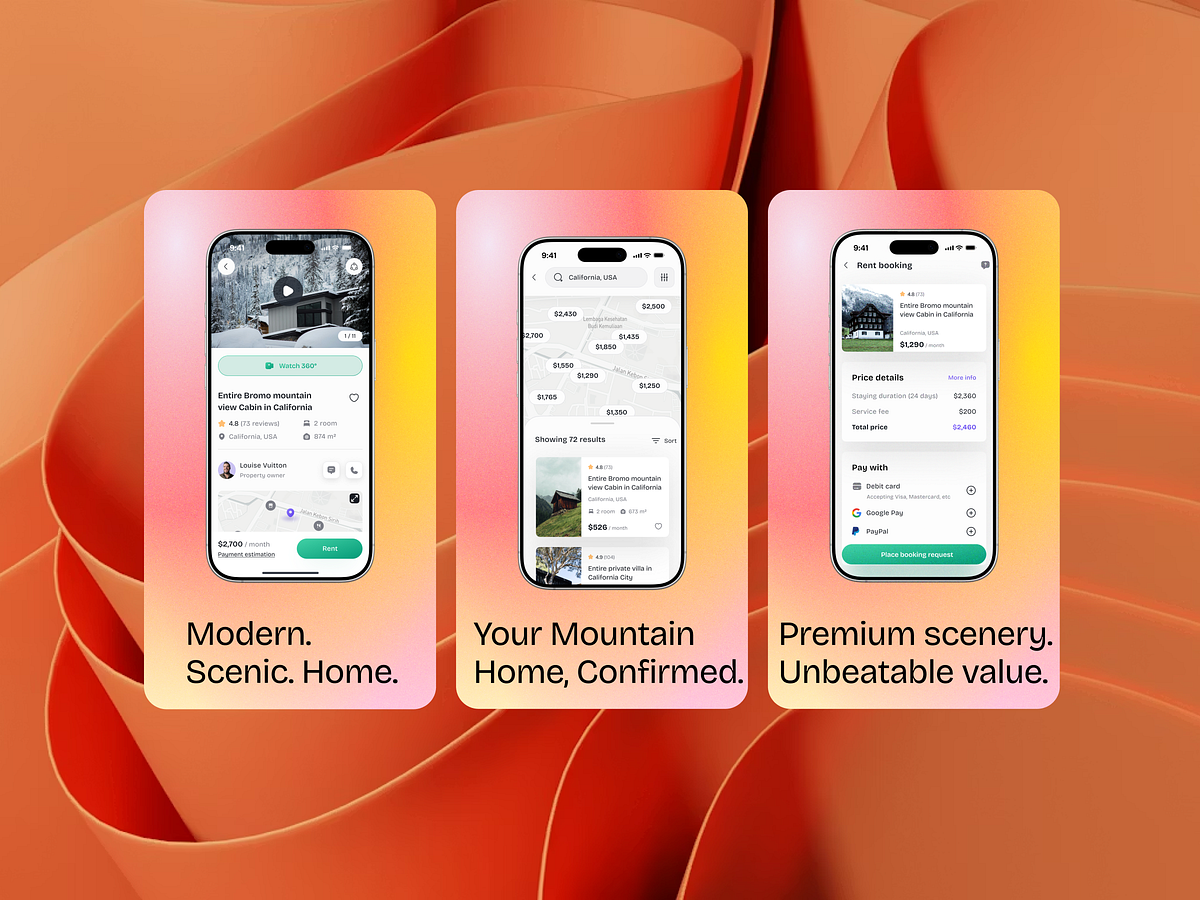 Premium Mountain Rentals App UI/UX Designs