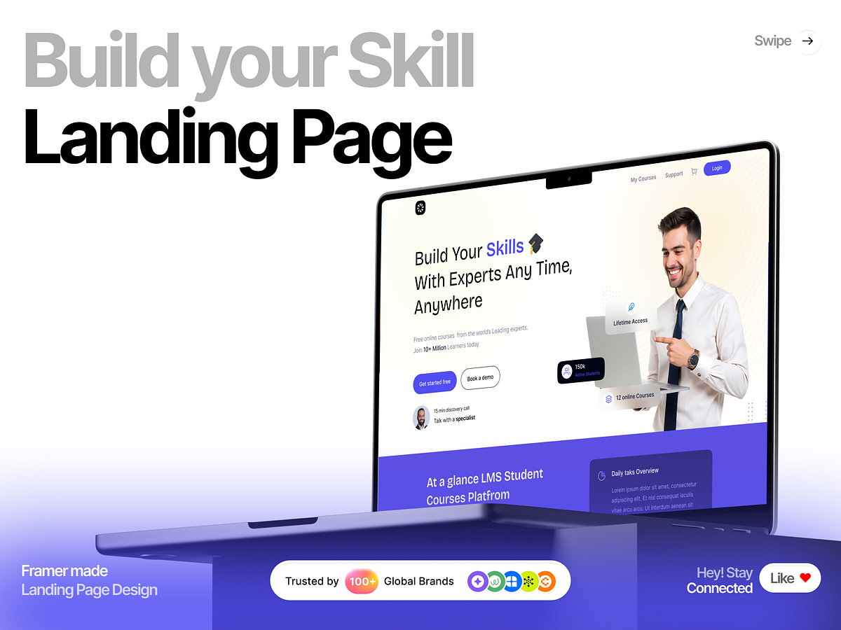 Modern LMS Landing Page & SaaS Student Dashboard Design