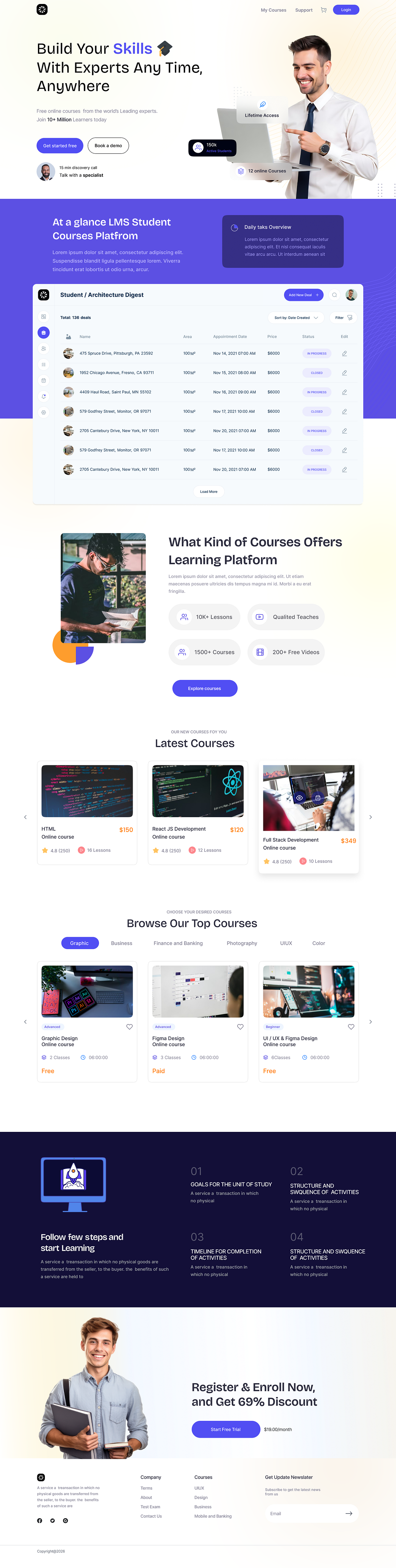 Modern LMS Landing Page & SaaS Student Dashboard Design Image 2