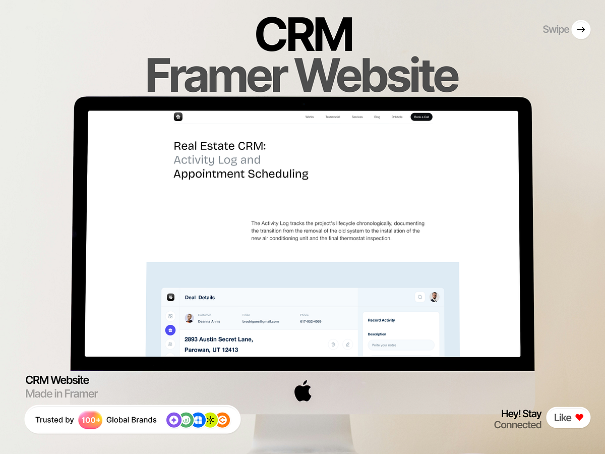 Real Estate CRM Framer Website & Appointment SaaS Dashboard