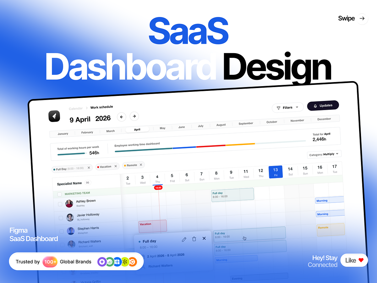 Workforce Management: Clean SaaS Calendar & Dashboard UI