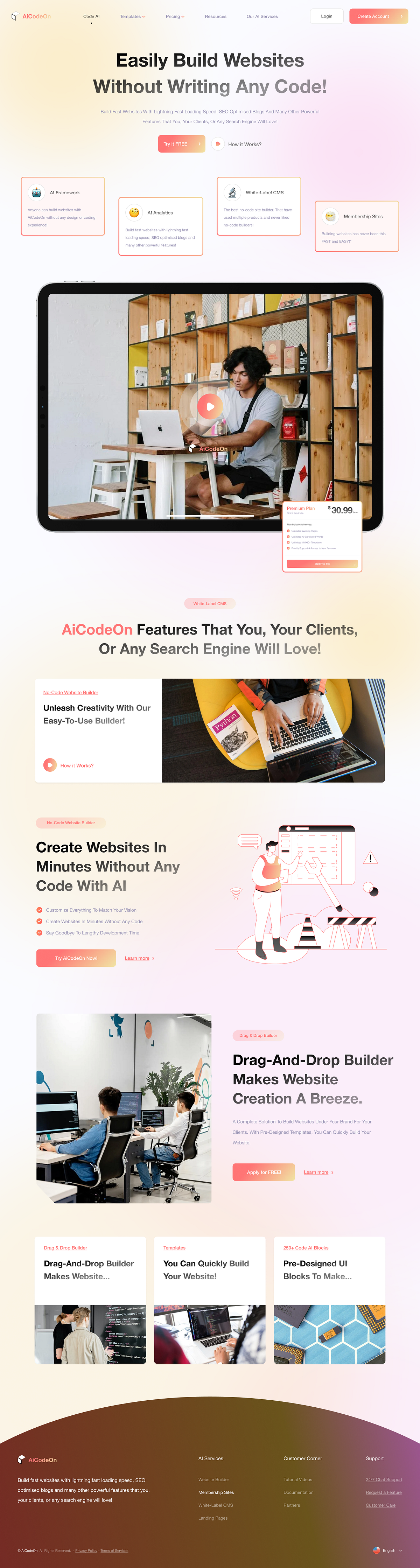 AiCodeOn: Redefining No-Code Creation | Framer Development Image 1