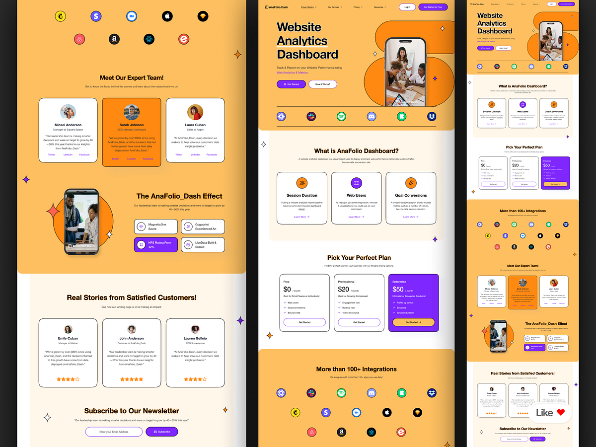 AnaFolio — Dynamic Website Analytics Dashboard Landing Page Image 0