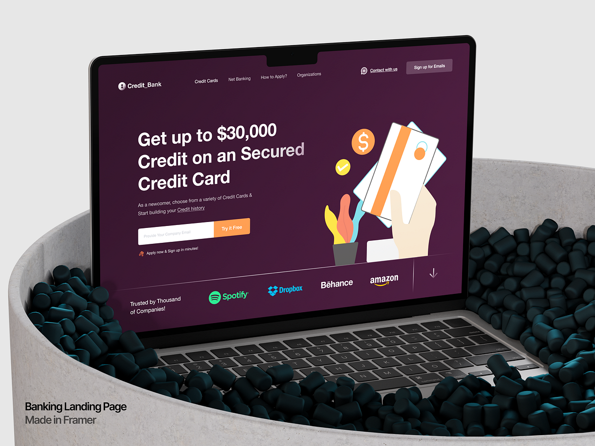 Credit Bank — High-End Secured Credit Card Landing Page | Framer