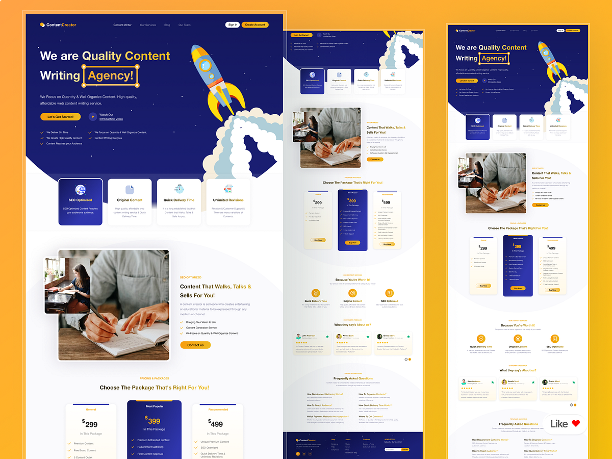 ContentCreator: Content Writing Agency | Framer Build | Website Image 1