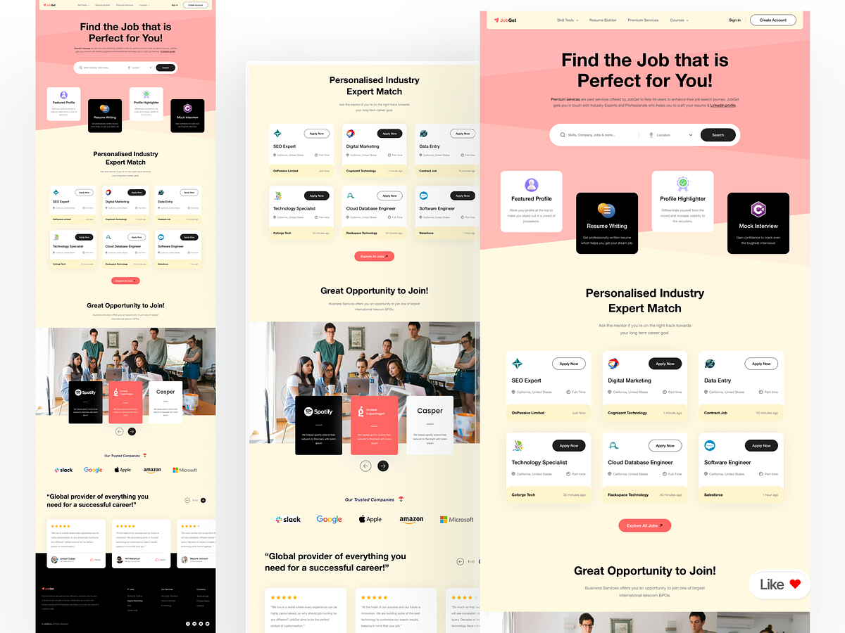 JobGet | Modern Job Search & Career Portal | Web Design Image 0