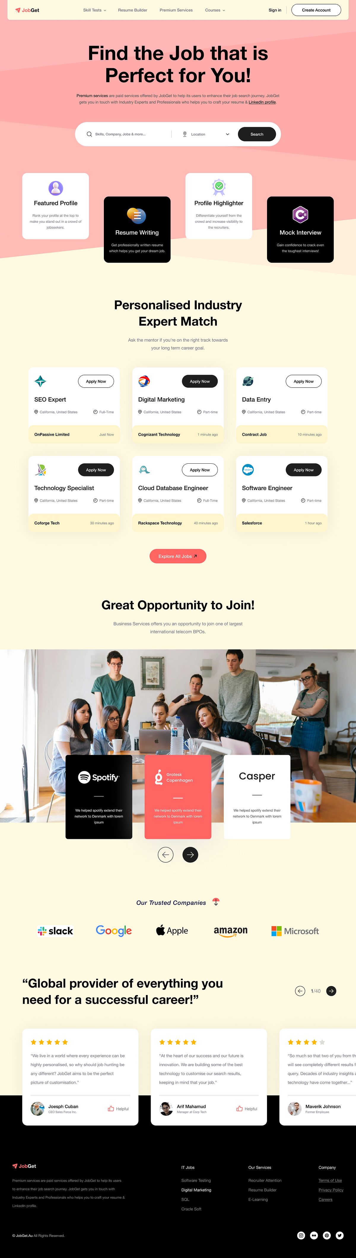 JobGet | Modern Job Search & Career Portal | Web Design Image 1