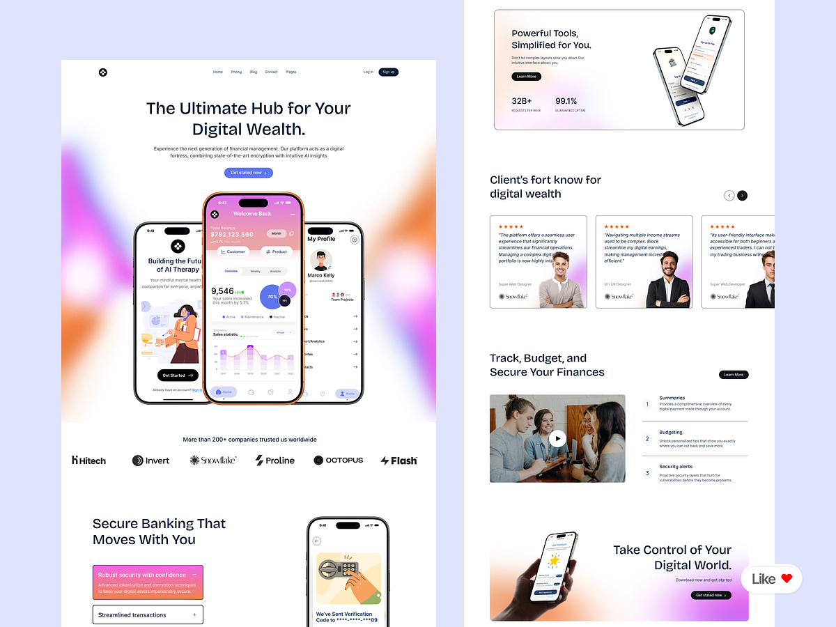 Digital Wealth & Secure Fintech Landing Page | Framer Website Image 1