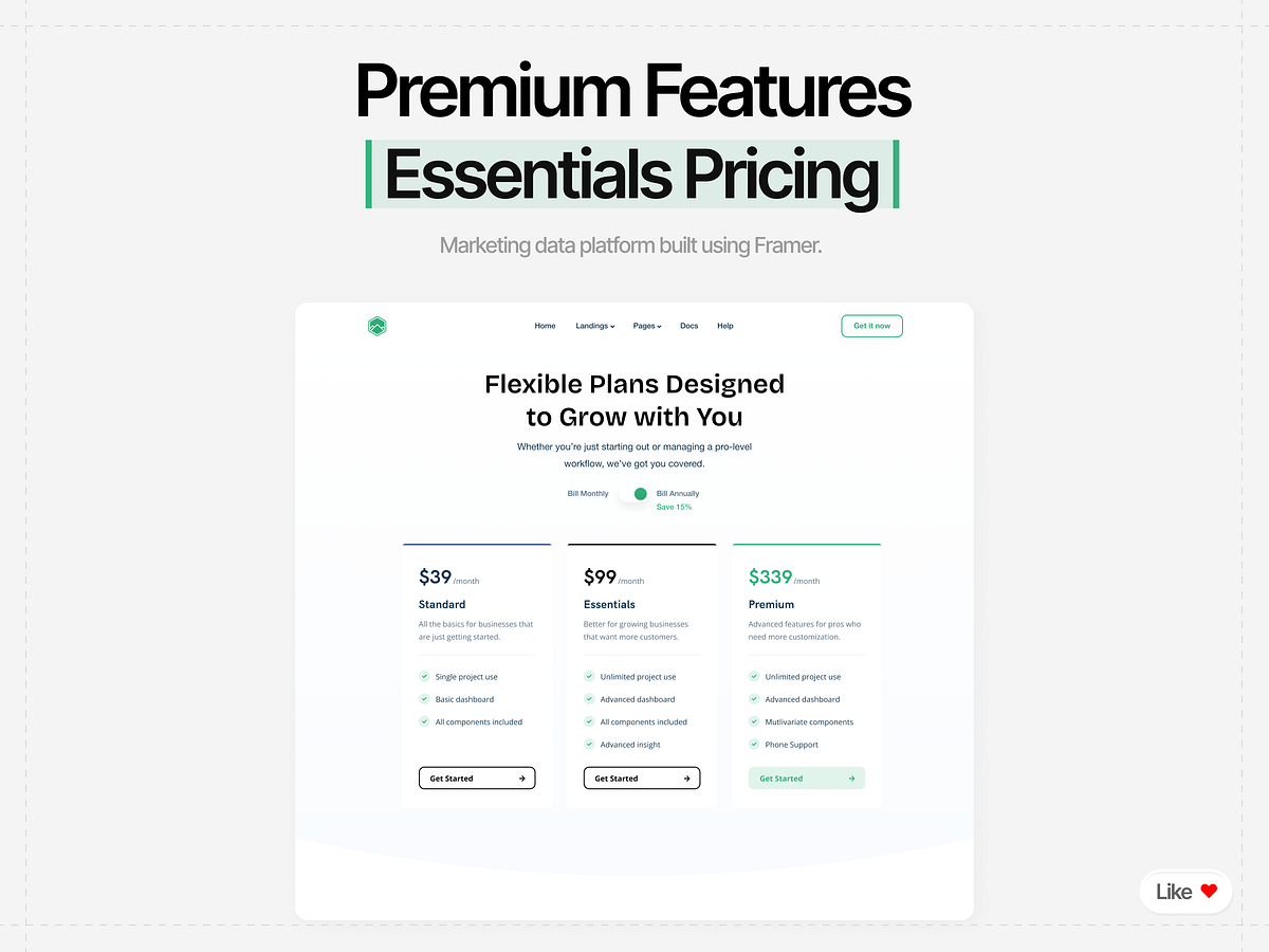 Modern SaaS Pricing & Landing Page Design | Framer Build
