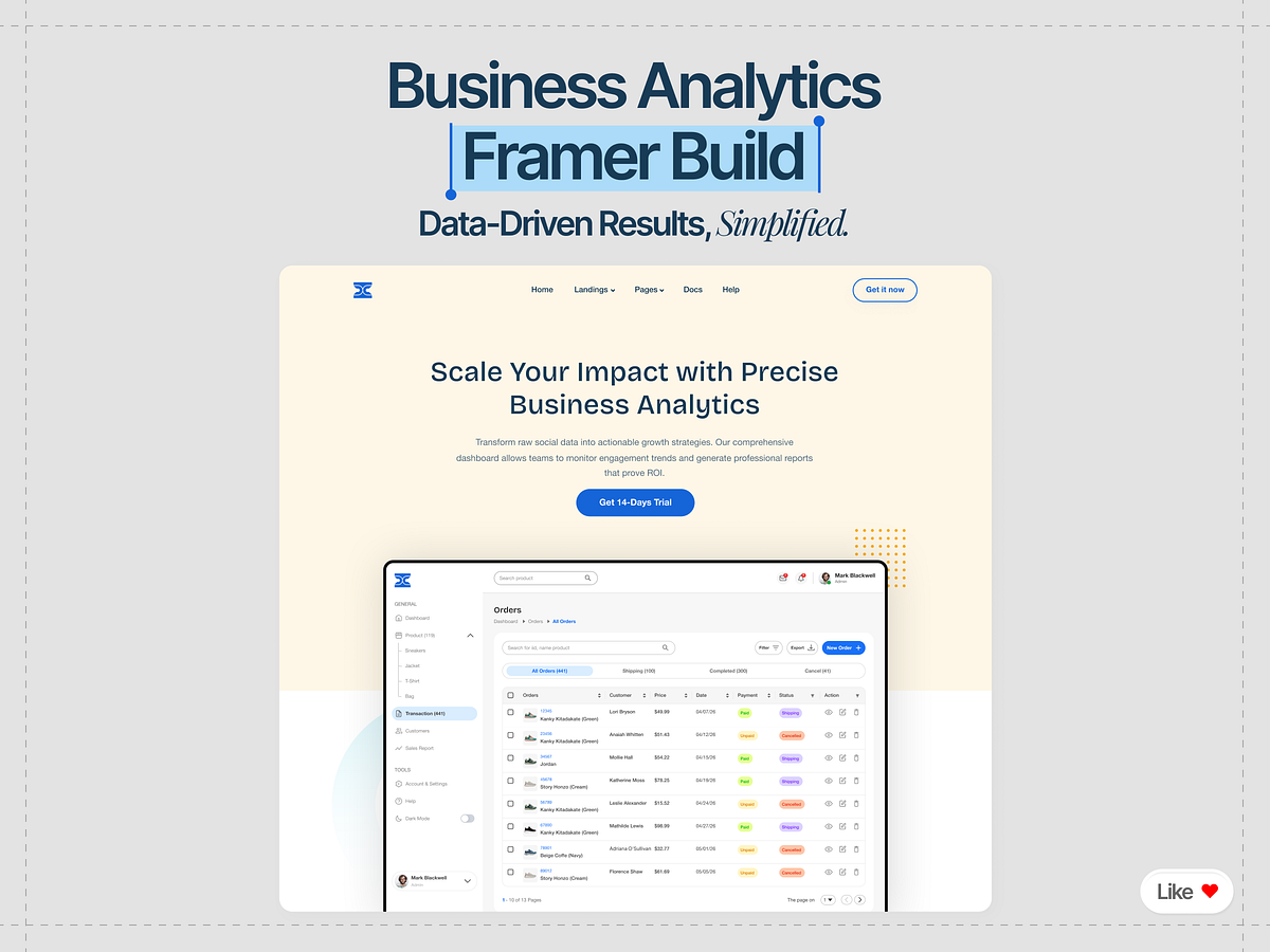 🎯 Raw Data, Simplified: Business Analytics Framer Website