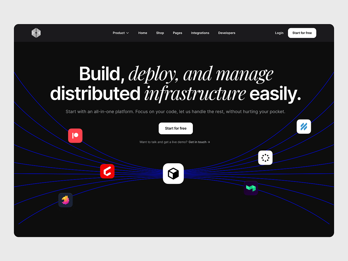 Developer Platform Landing Page – Dark Mode