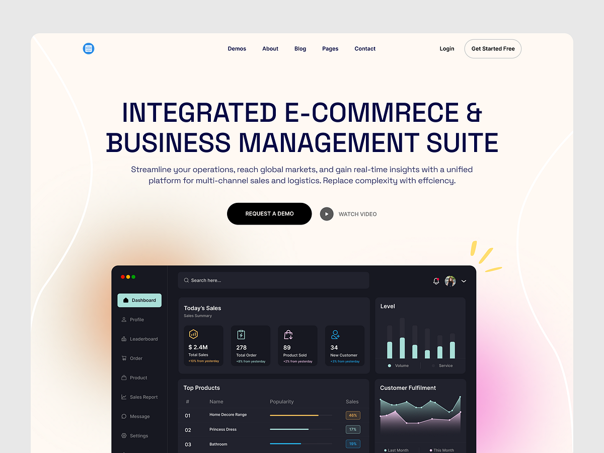 E-Commerce Business Suite Landing Page | UIUX