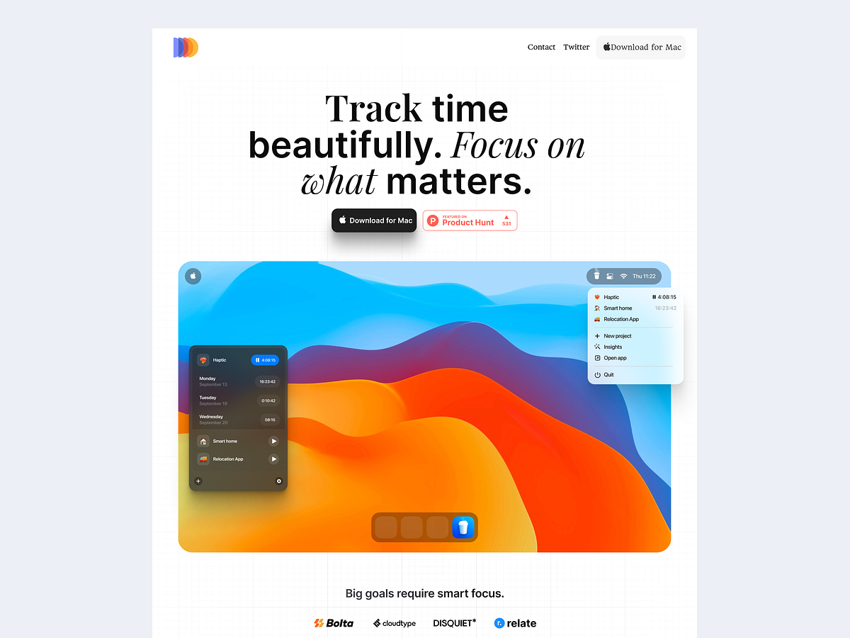 SaaS Web Design Showcase: Productivity & Analytics Platform