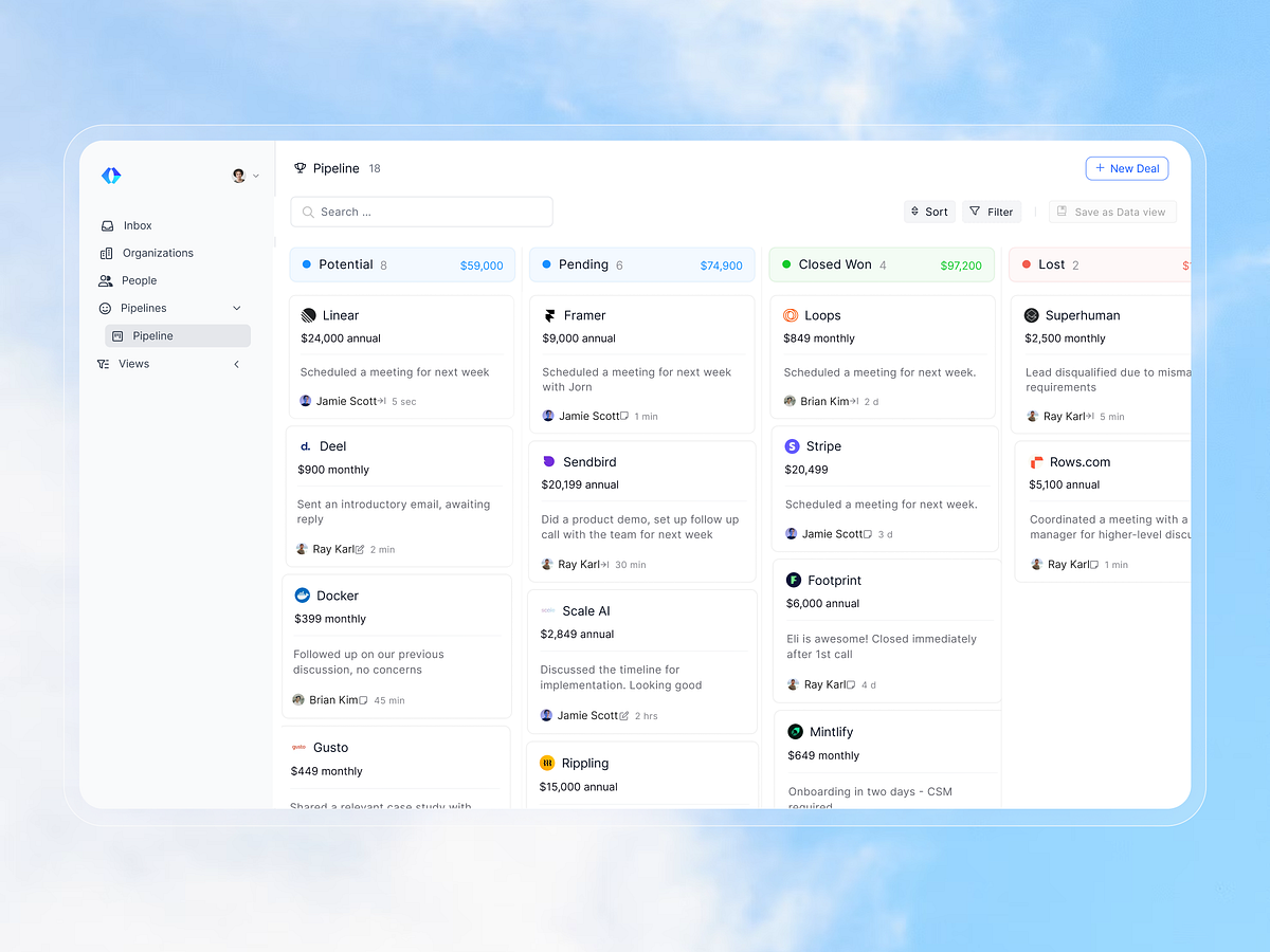 Minimalist Lead & Pipeline Dashboard 🏢