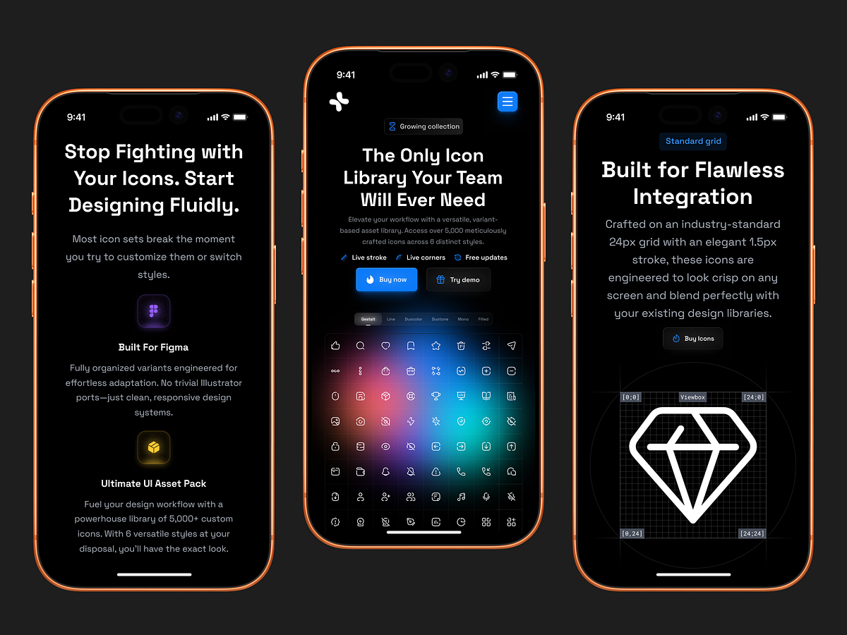 💎 Ultimate Fluid Icon System | Responsive UIUX Design