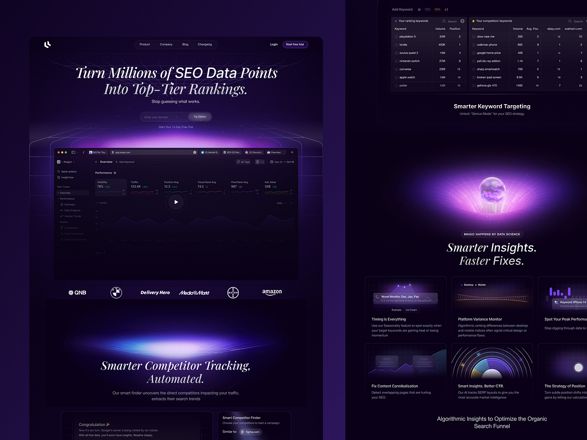 Luminary SEO — Deep Purple Data Engine | Landing Page Design