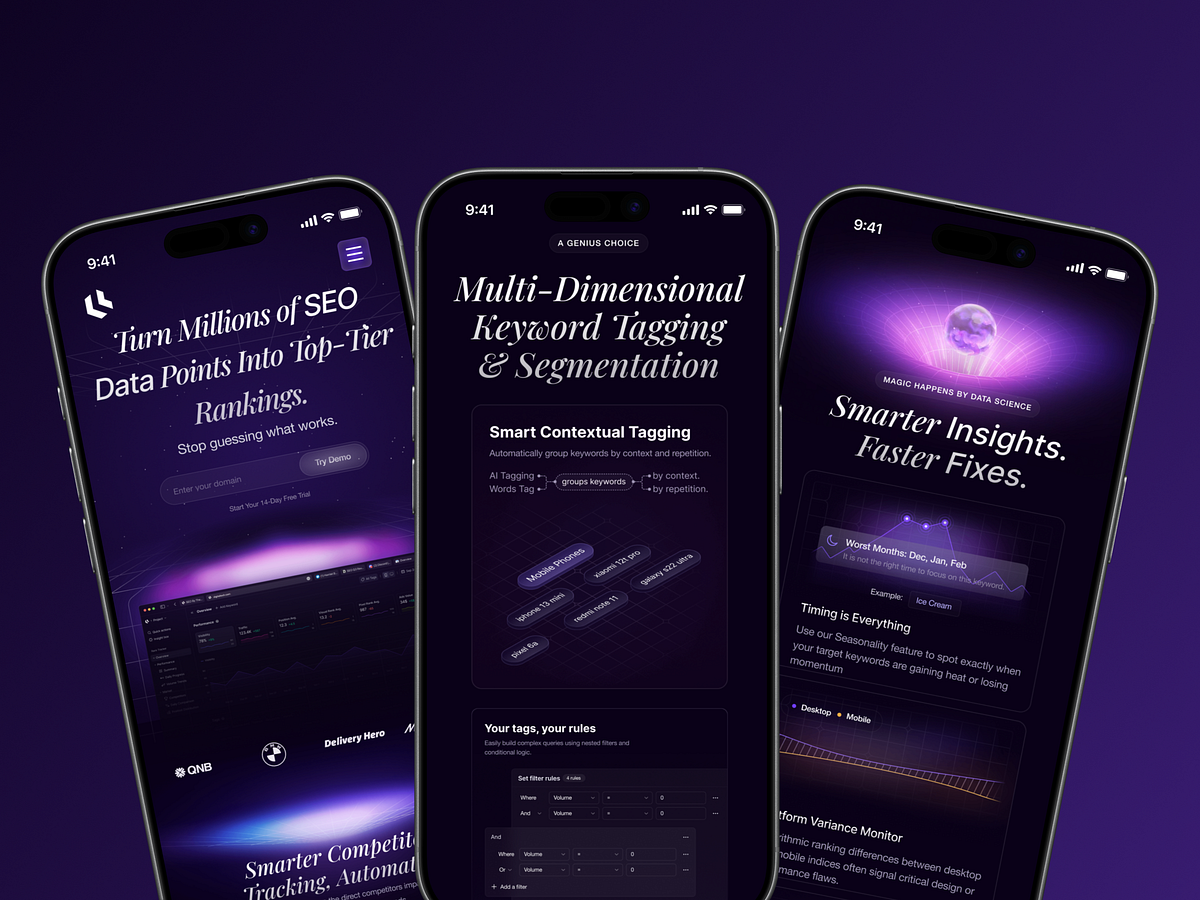 Mobile — Responsive Analytics & SEO Interface